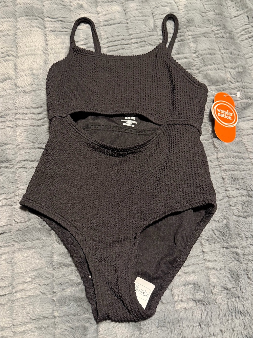 Wonder Nation One-Piece Swimsuit Textured with Front Cutout- Girls S(6-6X)